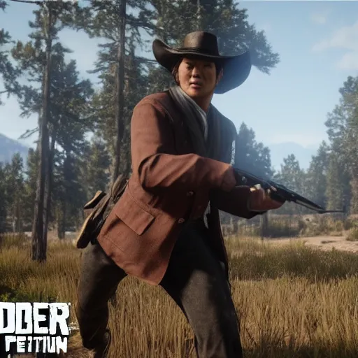 Prompt: Film still of Jeon Jung-kook, from Red Dead Redemption 2 (2018 video game)