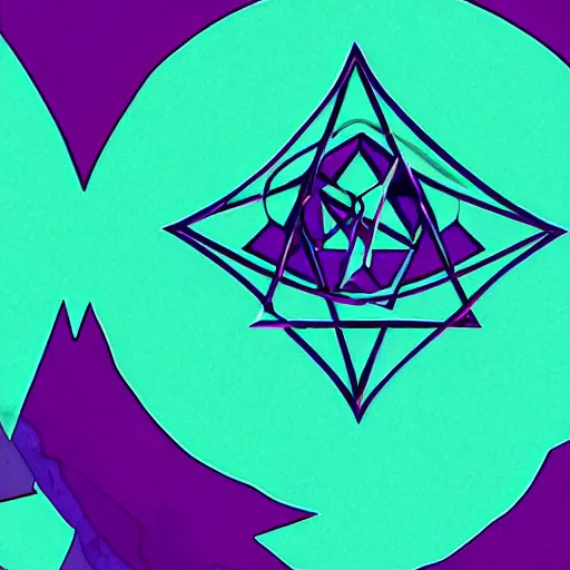 Prompt: Occult Sigil of Void Descension. Behance. Blue and Purpled colored.