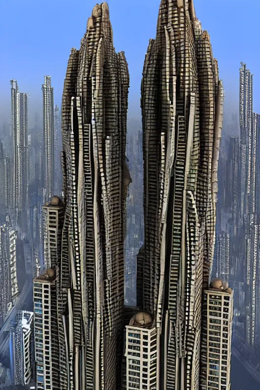 Image similar to high quality 3 d sci - fi biomorphic hanuman! buildings in mumbai!! centre, highly detailed, cinematic smooth, berenice abbott & john j. park, dramatic morning light, wide shot, high angle, uhd 8 k, sharp focus