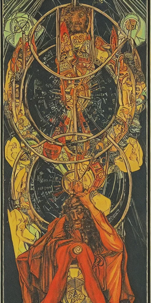 Image similar to the wheel of fortune tarot card by austin osman spare