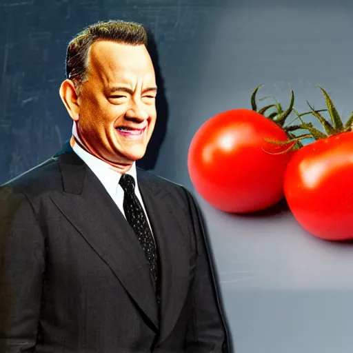 Prompt: tom hanks made out of a tomato