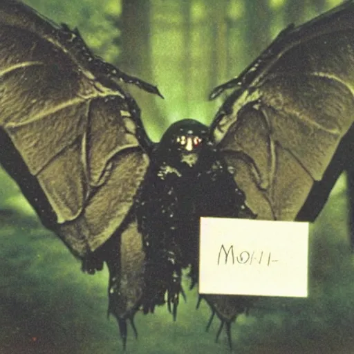 Image similar to real photograph of Mothman, taken on Polaroid