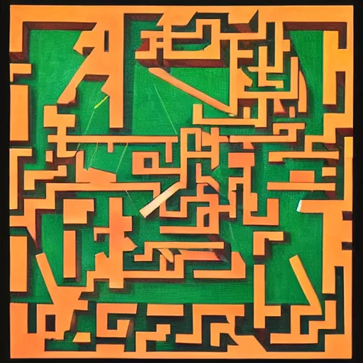 Prompt: insanely 3 d hedge maze labyrinth by albert gleizes