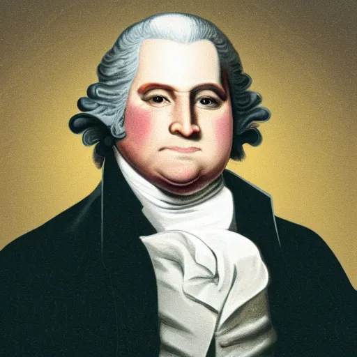 Image similar to action photograph of a fat George Washington as a 1999 hip hop star