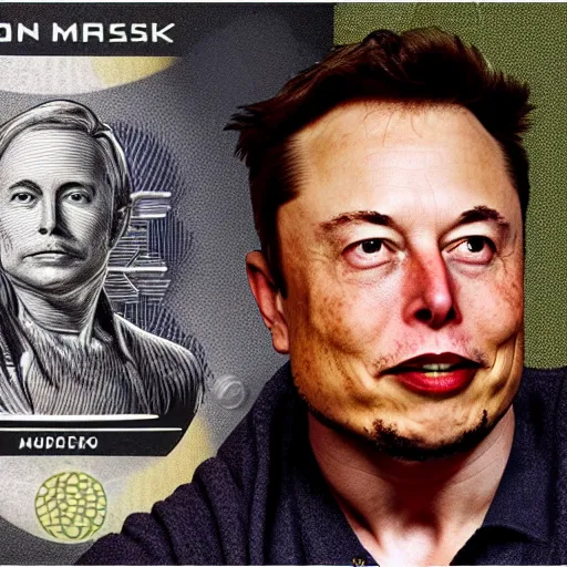 Image similar to Elon musk on the Mars Dollar bill