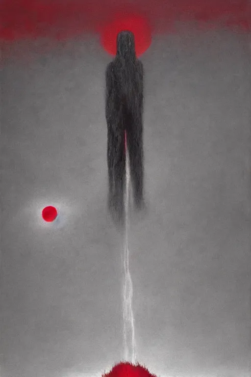 Image similar to red spirit of wrath artstation painted by Zdislav Beksinski and Wayne Barlow