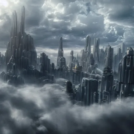 Prompt: cloud city, highly detailed, dramatic lighting, cinematic, 4k