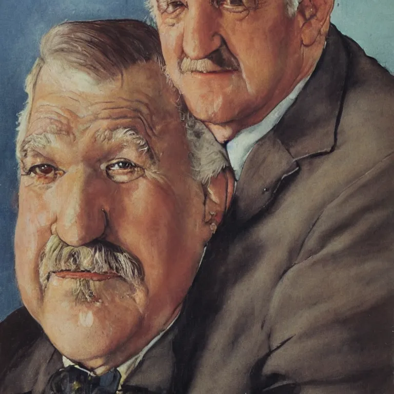 Image similar to upper body portrait of actor kenneth mcmillan in the style of norman rockwell, colour