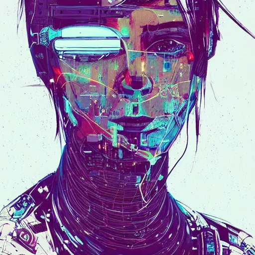 Prompt: a portrait of an astronaut in a scenic environment by conrad roset, hyperdetailed, cyberpunk, cool, cybernetically enhanced, trending on artstation