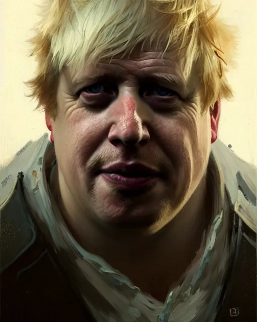 Prompt: boris johnson as a bugger king server, character portrait, ultra realistic, concept art, intricate details, highly detailed by greg rutkowski, gaston bussiere, craig mullins, simon bisley