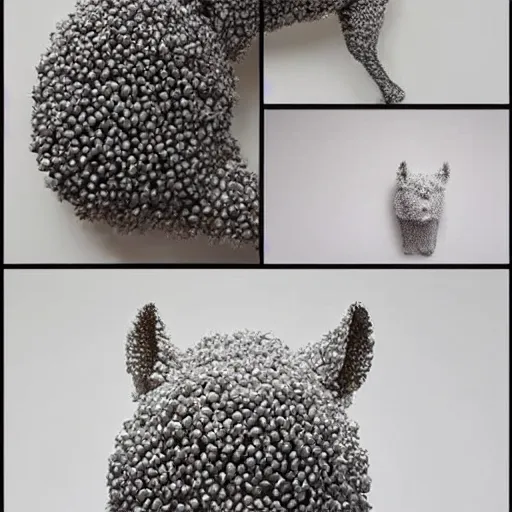 Image similar to hyper detailed sculpture of cute animals encrusted with pure white sugar