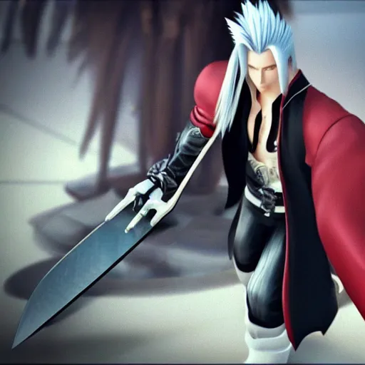 Prompt: Sephiroth at Mcdonalds