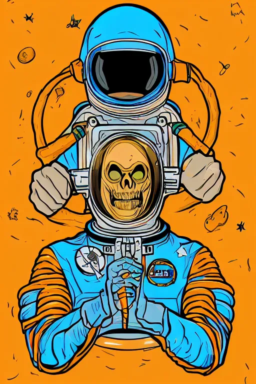 Image similar to portrait of a astronaut skeletor, art by ori toor, sticker, colorful, illustration, highly detailed, simple, smooth and clean vector curves, no jagged lines, vector art, smooth