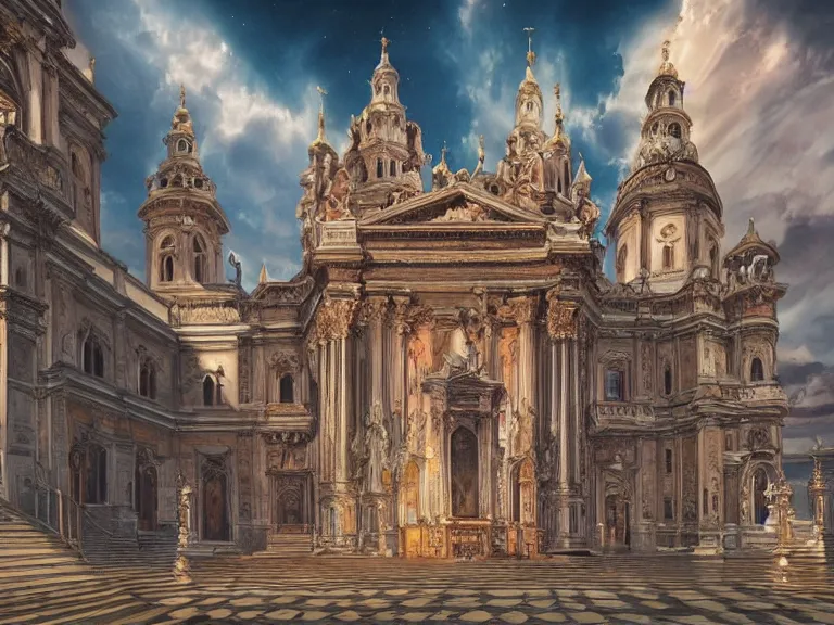 Prompt: full body portrait of a baroque cathedral if it was an e-girl 🍑, fantasy artwork, award winning, very very very very very very very beautiful scenery, artstation