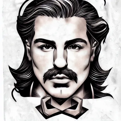 Image similar to tattoo design, stencil, portrait of mario by artgerm