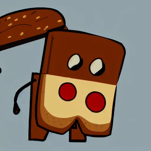 Prompt: bread toast character, with black eyeglasses