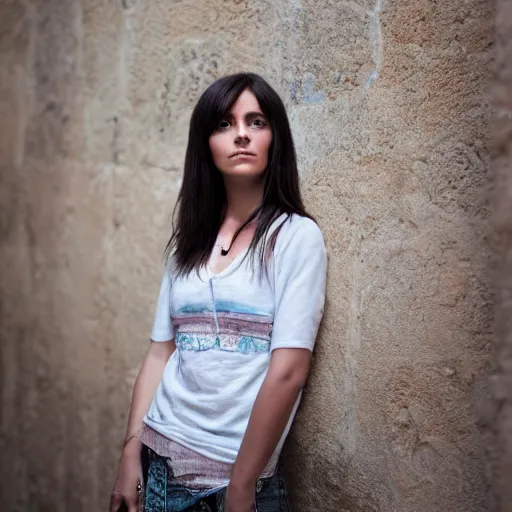 Prompt: a portrait of a Catalan young woman