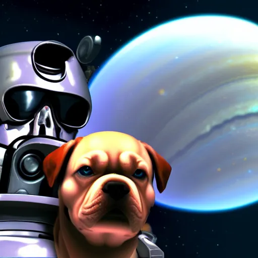 Image similar to t 8 0 0 terminator eating sandwich, hugging a cute puppy while surfing on a saxophone over rings of saturn in space, team fortress 2 sцcreenshot