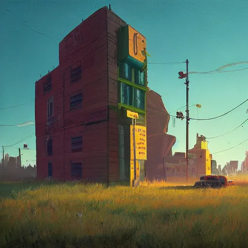 Prompt: painting by simon stalenhag