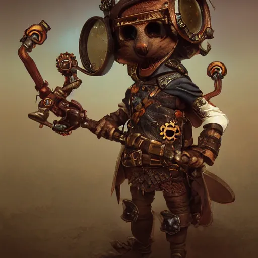 Image similar to rat warrior with steampunk goggles, clockwork, octane render, epic, cinematic, psychedelic, lsd, dmt by ruan jia