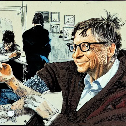 Digital state-sponsored anime art of Bill Gates by A-1, Stable Diffusion
