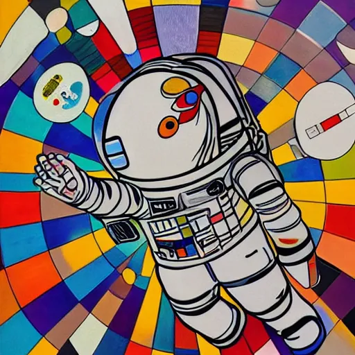 Image similar to astronaut painting by takashi murakami