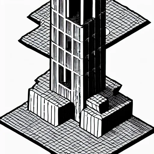 Prompt: isometric view of a wizard tower, lineart, sharp edges