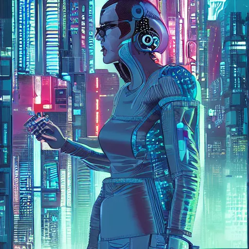 Prompt: neural transistor matrix, cyberpunk, futuristic, blade runner, william gibson, art by syd mead, art by josan gonzalez