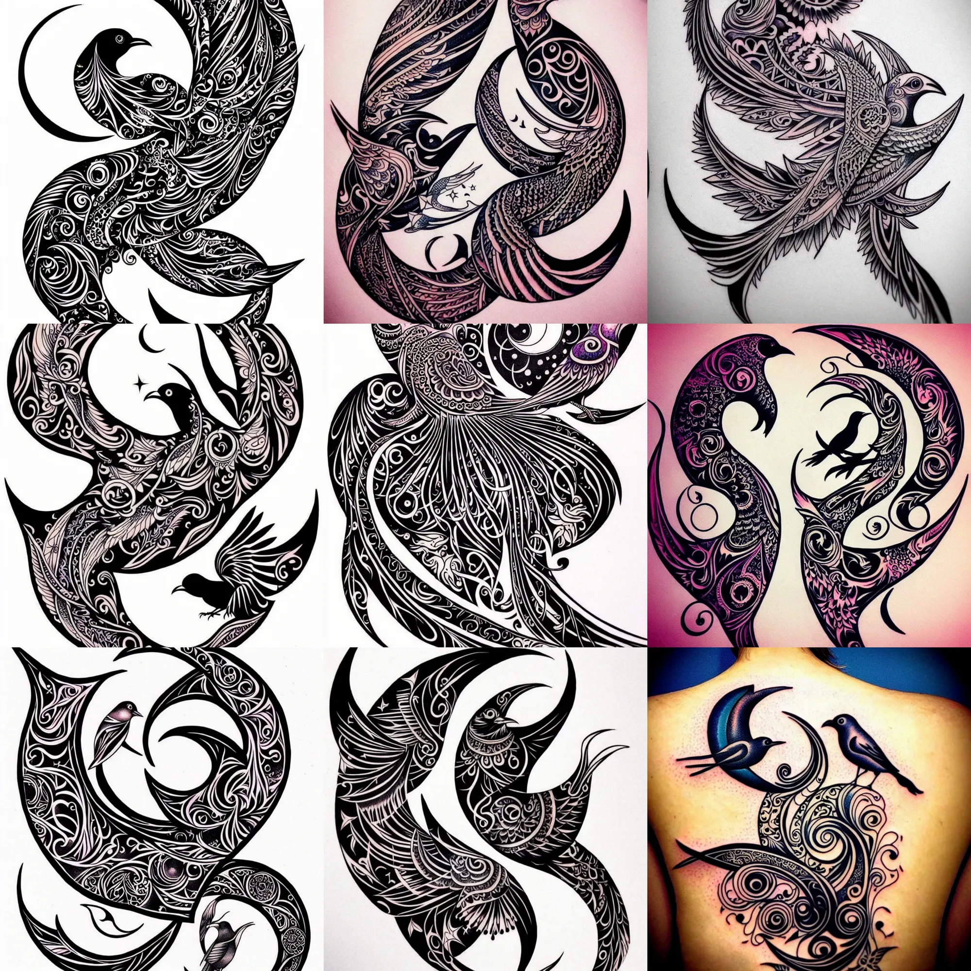 Small Black Crescent Moon Temporary Tattoo - Set of 3 – Tatteco