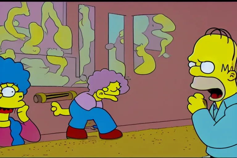 Image similar to The Simpsons banned episode, hilarious, wacky, screenshot, HD