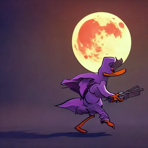 Prompt: an ultra detailed vector image of darkening duck being chased by the hunter from bloodborne, concept art by alphonse mucha and greg rutkowski, scary shadows, blood moon eclipse, polaroid octane render, laminal space