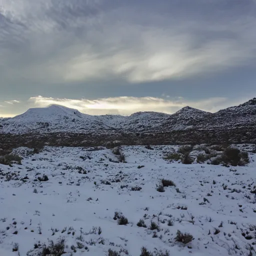 Prompt: snow in the mexican desert