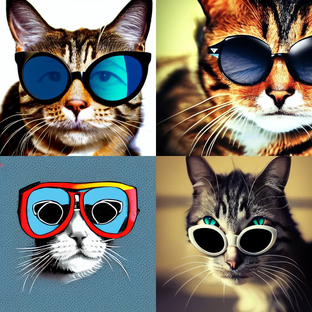 Prompt: A cat wearing sunglasses. Digital Art. High Quality. High Fidelity.