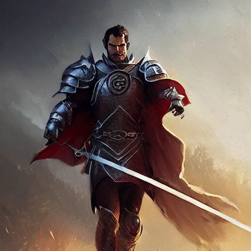 Image similar to henry cavill as a d & d fantasy knight, art by greg rutkowski