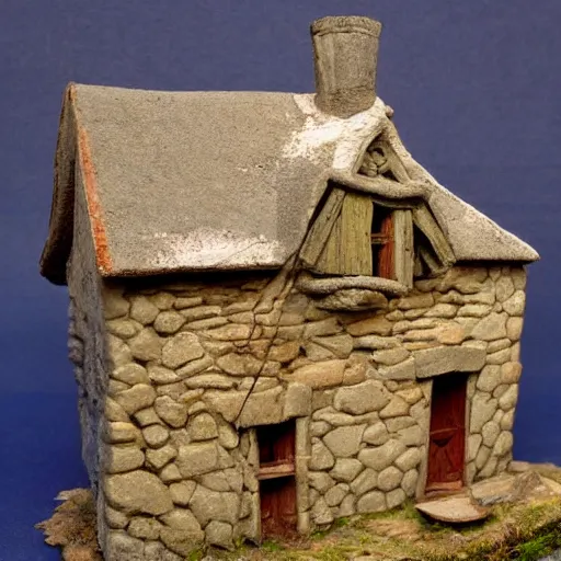 Prompt: minature 1 8 0 0 s france village sculpted in the style of george tsougkouzidis, clay, sculpture, portrait lighting