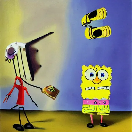 Image similar to a painting of spongebob squarepants by salvador dali, surrealism