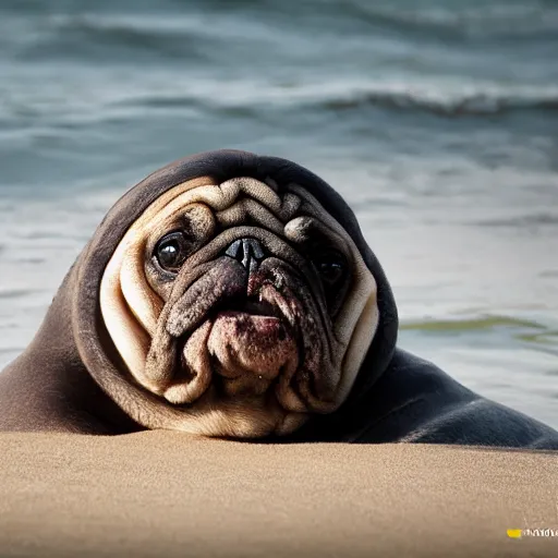 Image similar to a walrus that looks like a pug, national geographic photography