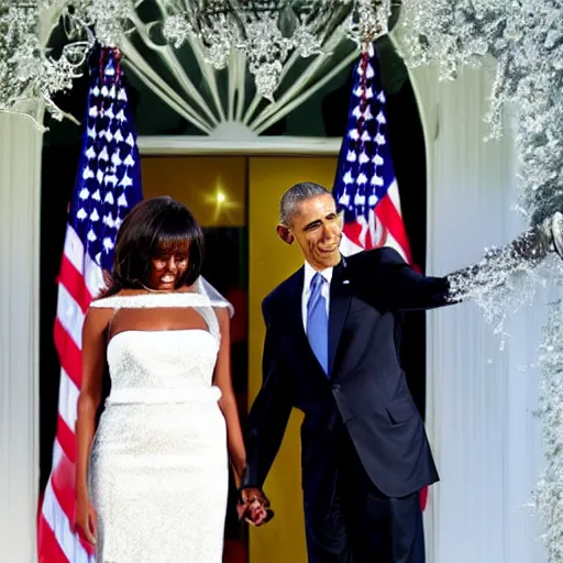 Image similar to Donald Trump and Obama get married