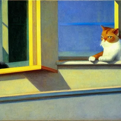 Prompt: cute cat Edward Hopper
