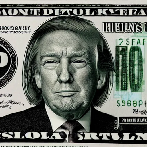 Prompt: Trump face on a 1 billion dollar bill