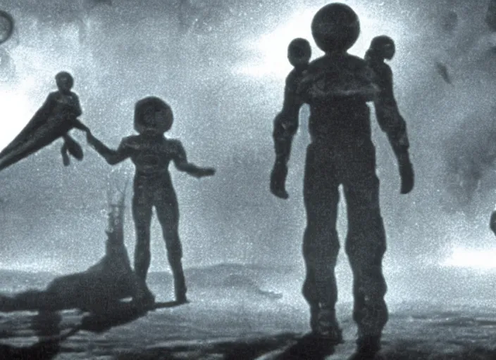 Prompt: Scene from the 1906 science fiction film Close Encounters Of The Third Kind