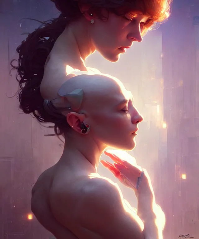 Image similar to Do androids dream of electric sheep?, highly detailed, digital painting, artstation, concept art, smooth, sharp focus, illustration, art by artgerm and greg rutkowski and alphonse mucha