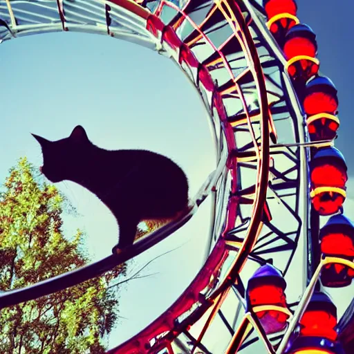 Image similar to cat!! in a ferris wheel, photo, stock