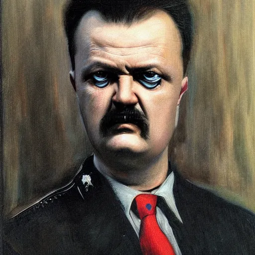 Image similar to Portrait by H.R.Giger of Igor Ivanovich Strelkov very degraded Abomination, photo-realistic, 2K, highly detailed