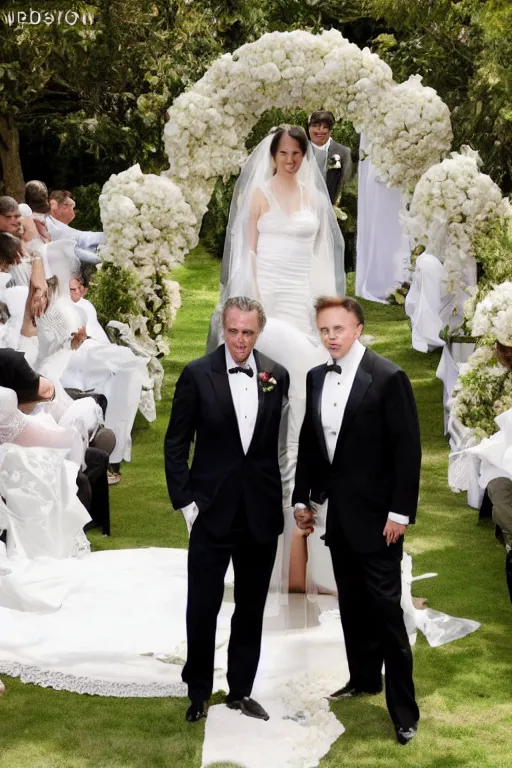 Prompt: psychologist jordan peterson! next to elon musk, professional wedding photography