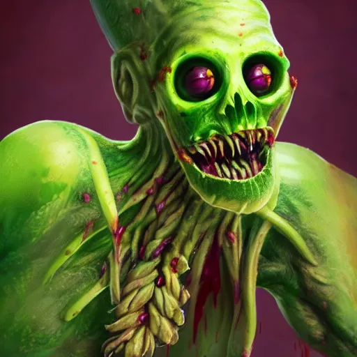 Image similar to concept art of a realistic zucchini zombie, digital art, detailed, trending on Artstation