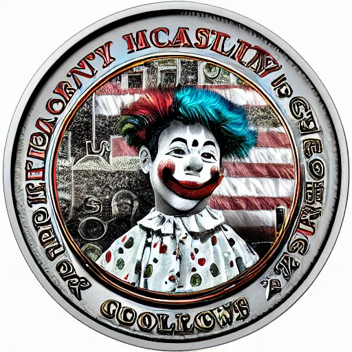 Prompt: The money of clowns coin, photo realistic, highly-detailed, award-winning