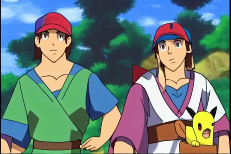 Prompt: “ a still of jesus as ash ketchum ’ s pokemon in the pokemon animated series ”