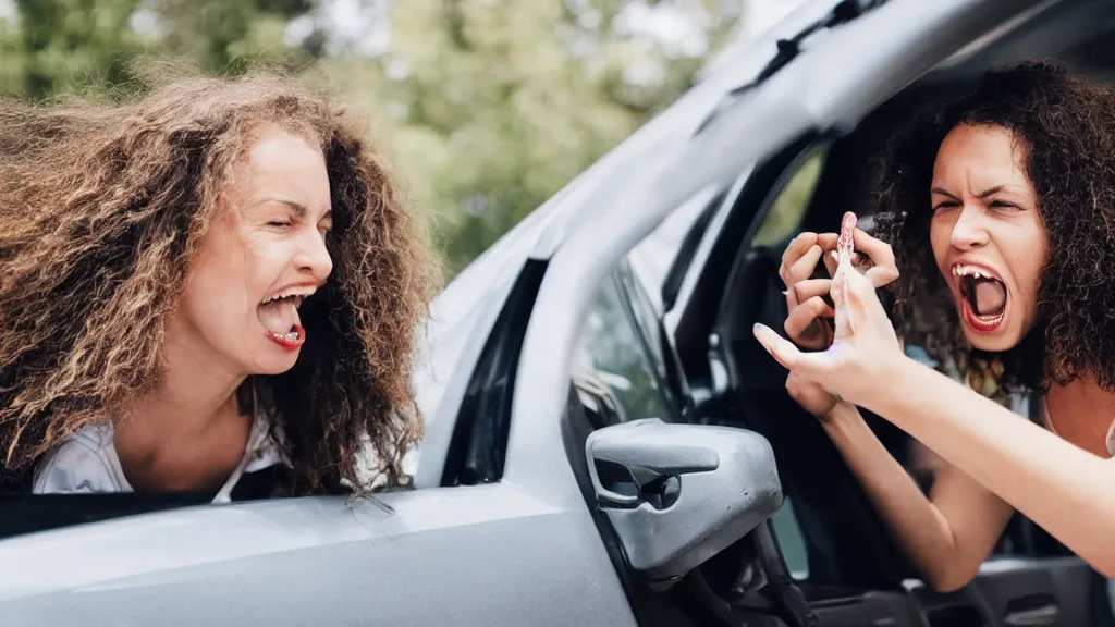 Image similar to woman eating a car