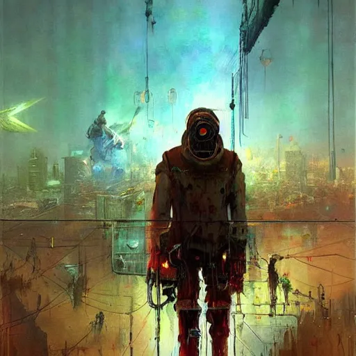 Prompt: a cyberpunk landscape, by esao andrews